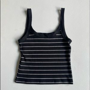 Black and White Striped cropped tank. Size M